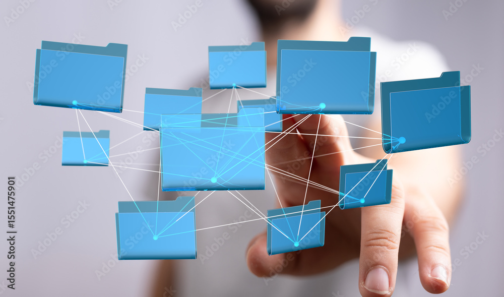 Aufkleber Seamless data management.  Visual representation of interconnected files and folders.