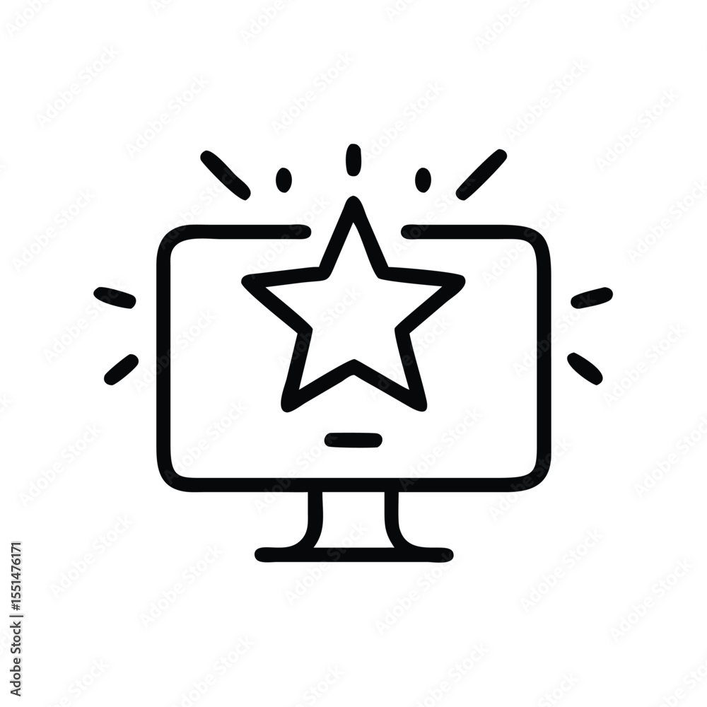 Fototapete Star rating on computer screen icon for best online reviews and top website rankings symbol vector image