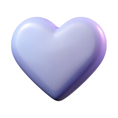 Glossy three dimensional heart shape with a lavender color against a black background