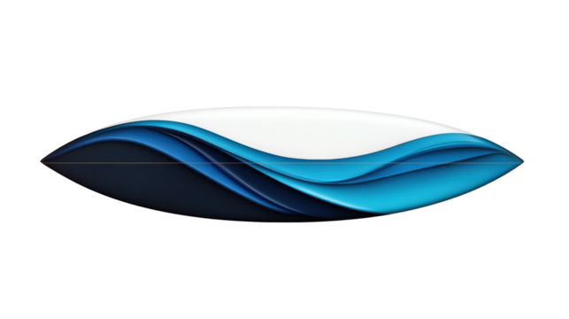Stylish surfboard with blue wave design