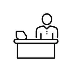 Receptionist desk icon vector illustration of a person at a front desk customer service representative employee 