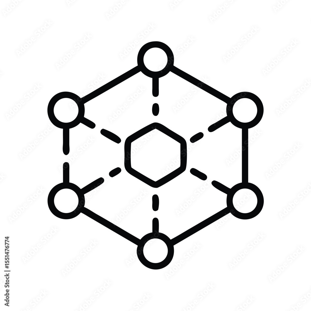Poster network connection diagram with nodes and links for data science and technology illustration concept