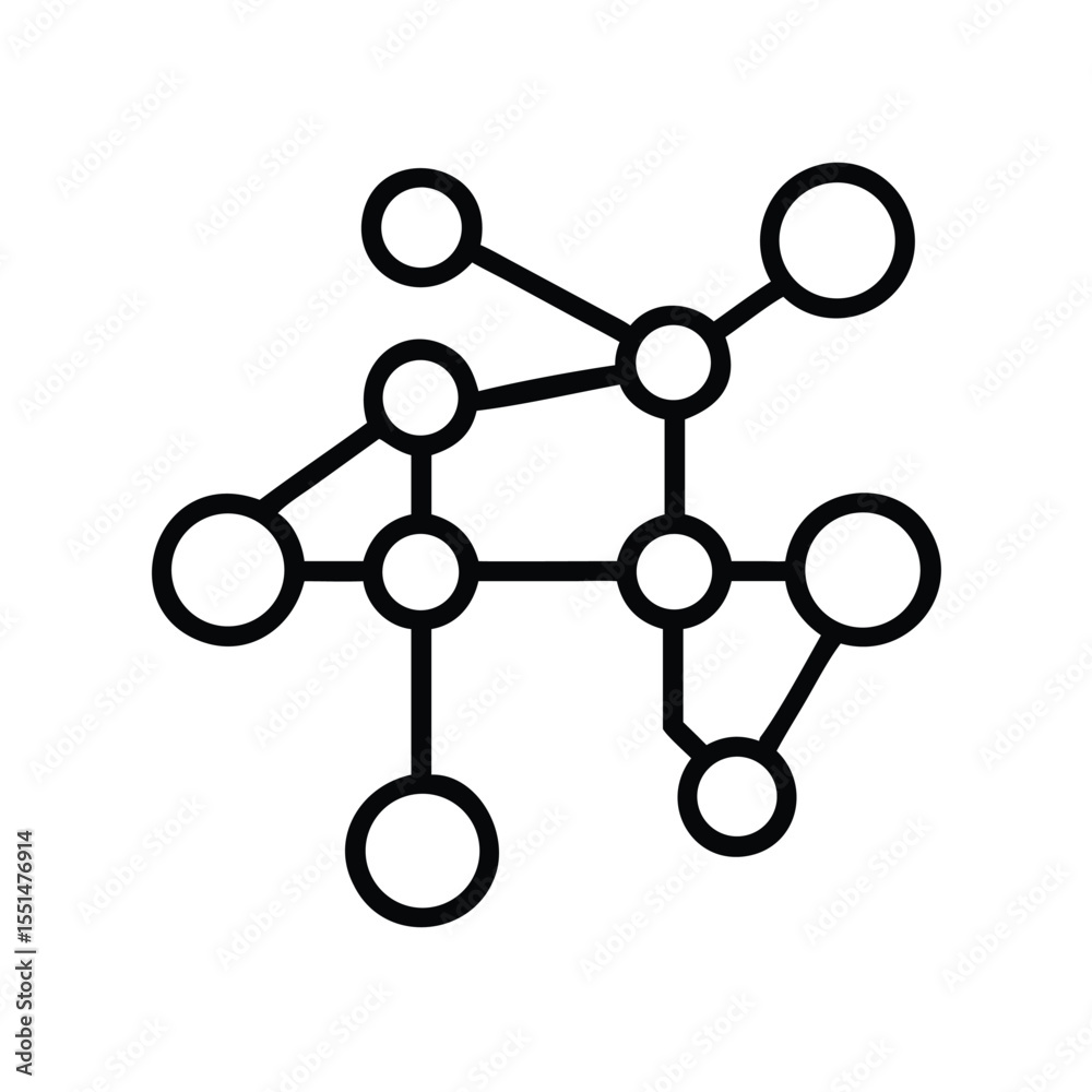 Poster network connection graph diagram illustration for data science and technology concept visual design
