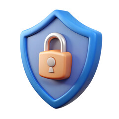 Secure digital protection concept with shield and padlock symbol isolated on black background