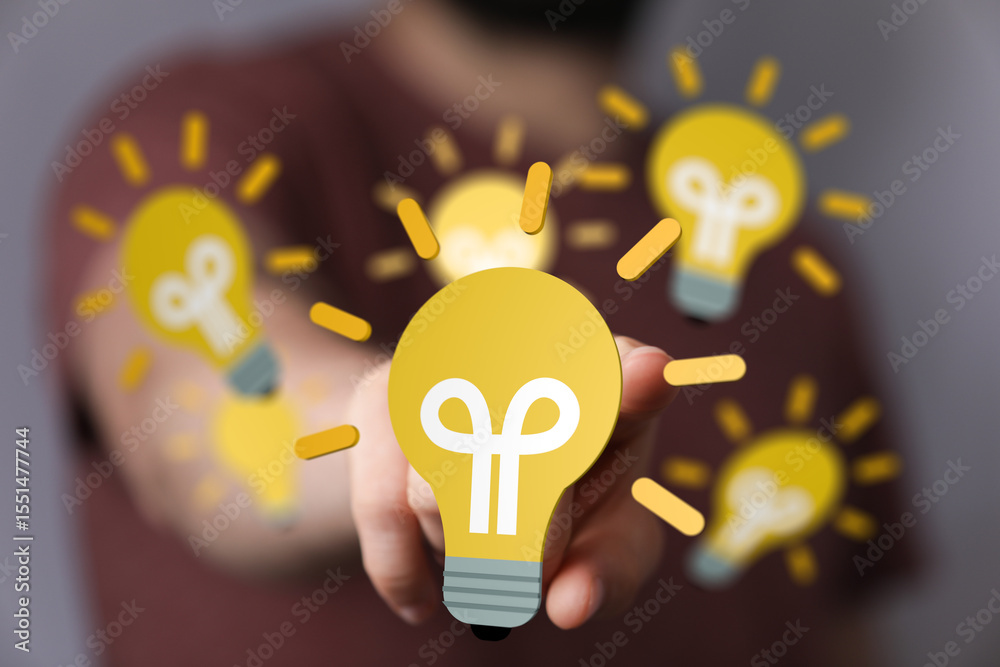 Poster Conceptual image of innovation, creativity, and problem-solving.  Perfect for business and technology.