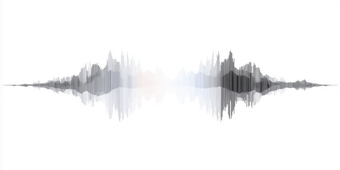 Fototapeta premium Abstract sound wave illustration in black and white, showcasing dynamic peaks and valleys, representing audio frequencies and sound visualization in a modern design aesthetic