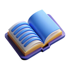 Stylized open book illustration with modern 3d rendered design on black background