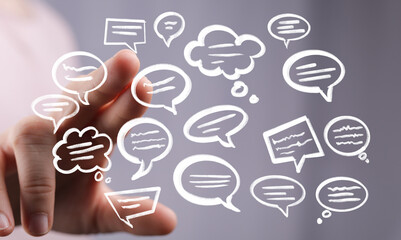 Abstract image depicting communication, social media, and online interaction.