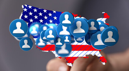 Visual representation of the US population, illustrating social media presence and demographic data.