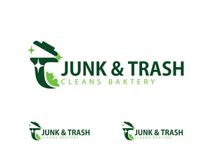 junk trash logo creative design concept removal clean icon