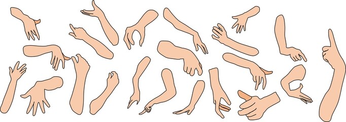 手のパーツのグラフィック素材のイラストセット
