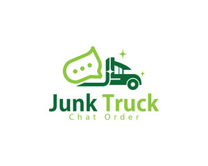 junk truck logo creative design concept chat order delivery business