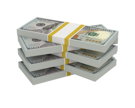 American dollar bills on white background. Isolated 3D illustration - Powered by Adobe
