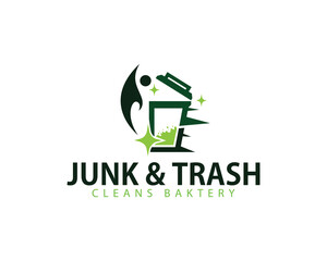 junk trash logo creative design concept removal clean icon