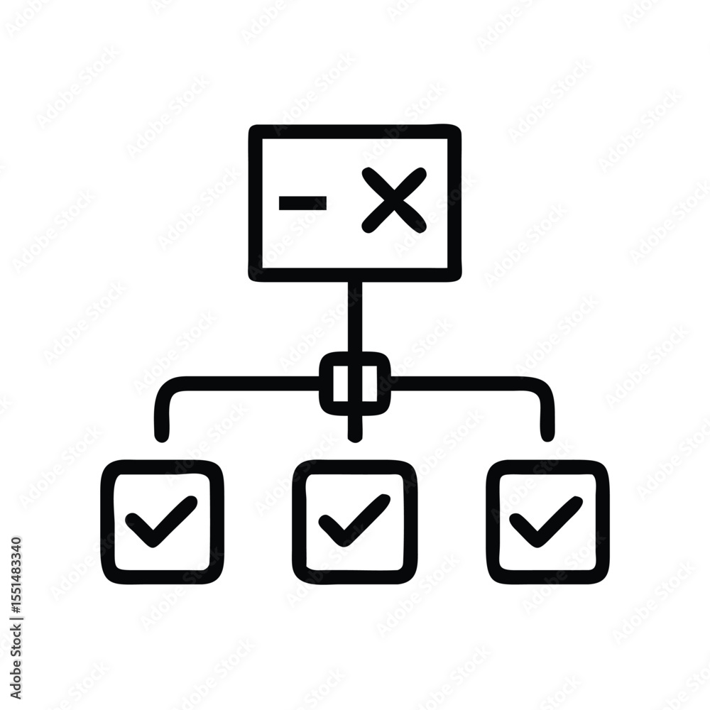 Poster decision tree diagram checklist icon for process management and task completion workflow management 