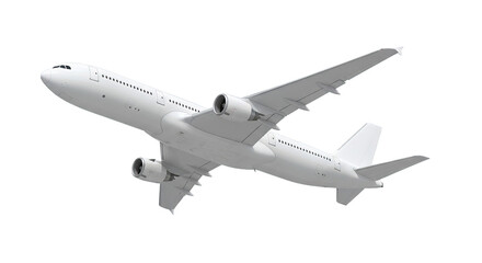 White Airplane In Flight Isolated
