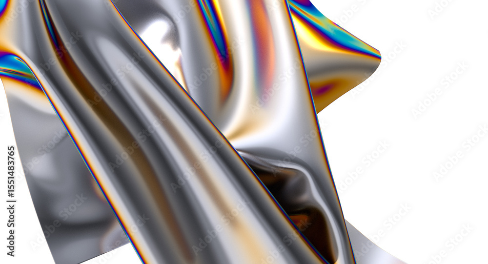 Poster iridescent fabric flowing in a mesmerizing dance