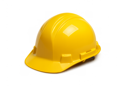 Yellow hard hat isolated on transparent background ensuring workplace safety