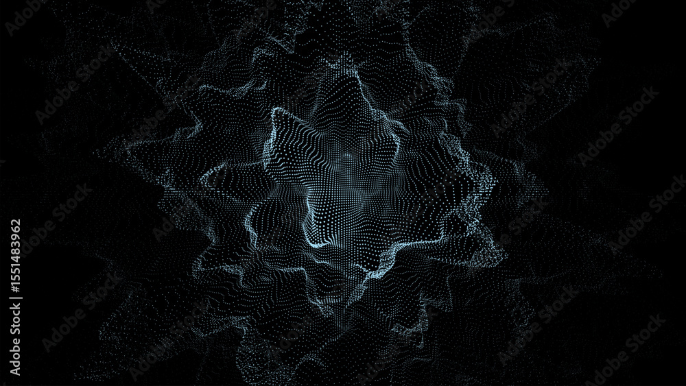 Wall mural futuristic vector digital wave with top view. dark cyberspace. particle explosion. abstract wave wit
