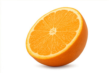 Half orange fruit showing pulp and peel on transparent background