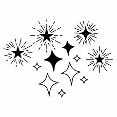 Black and White Sparkling Star Pattern Hand drawn