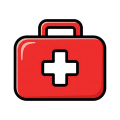 Obraz premium Red First Aid Kit Icon White Cross Medical Emergency Box isolated on a transparent background