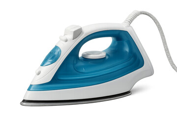 Modern steam iron resting on transparent background