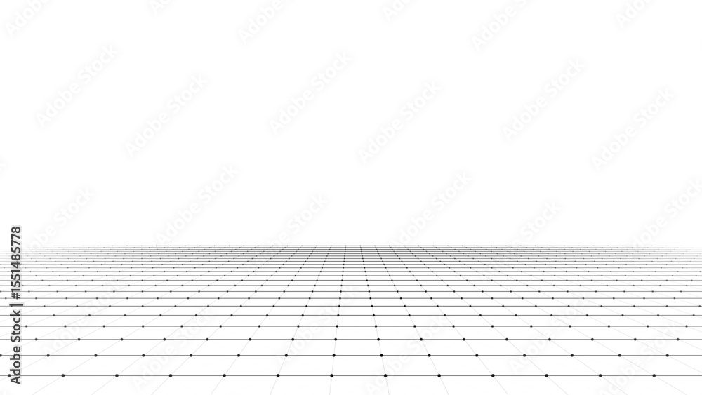 Sticker technology wireframe landscape. vector perspective grid. digital space. black mesh on a white backgr