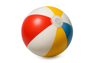 Colorful beach ball inflated and ready for summer fun on transparent background