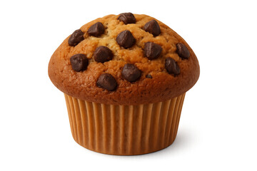 Delicious chocolate chip muffin isolated on transparent background