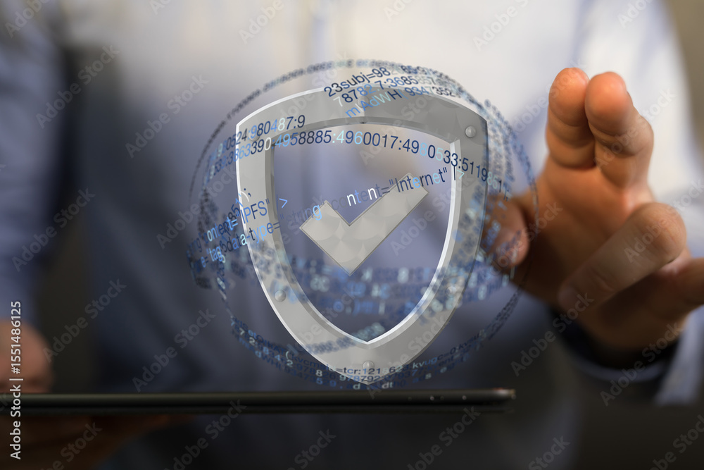 Aufkleber Protecting your data with advanced cybersecurity measures.  Ensuring digital safety and online security.