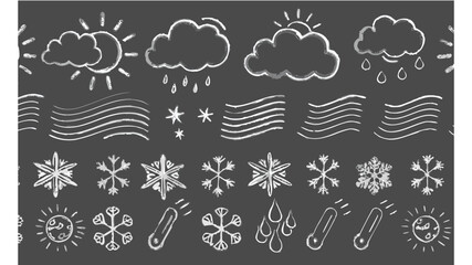 Simple Chalk Style Weather Icons Including - Hand Drawn Vector Illustration