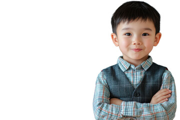 Wow look, advertise here! Portrait of boy with to empty place on background, Elementary school child surprised showing copy space for promotional ad. indoor studio shot PNG