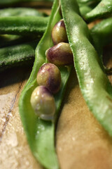 Group Of Hyacinth Bean or Same Ki Phalli Lablab Purpures, Also Known As Valor Papdi Beans, Indian Vegetable