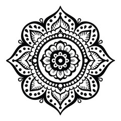 Ornate floral lace circle pattern, a decorative mandala illustration with a vintage round ornamental design element