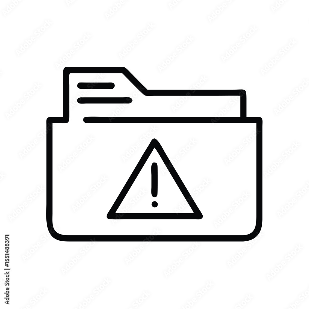 Poster Warning folder icon vector file error alert symbol caution sign document problem data protection issue isolated