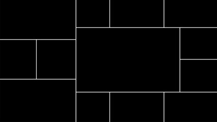 Vector empty photo frame. Collage template for 13 pictures. Frames for memory.