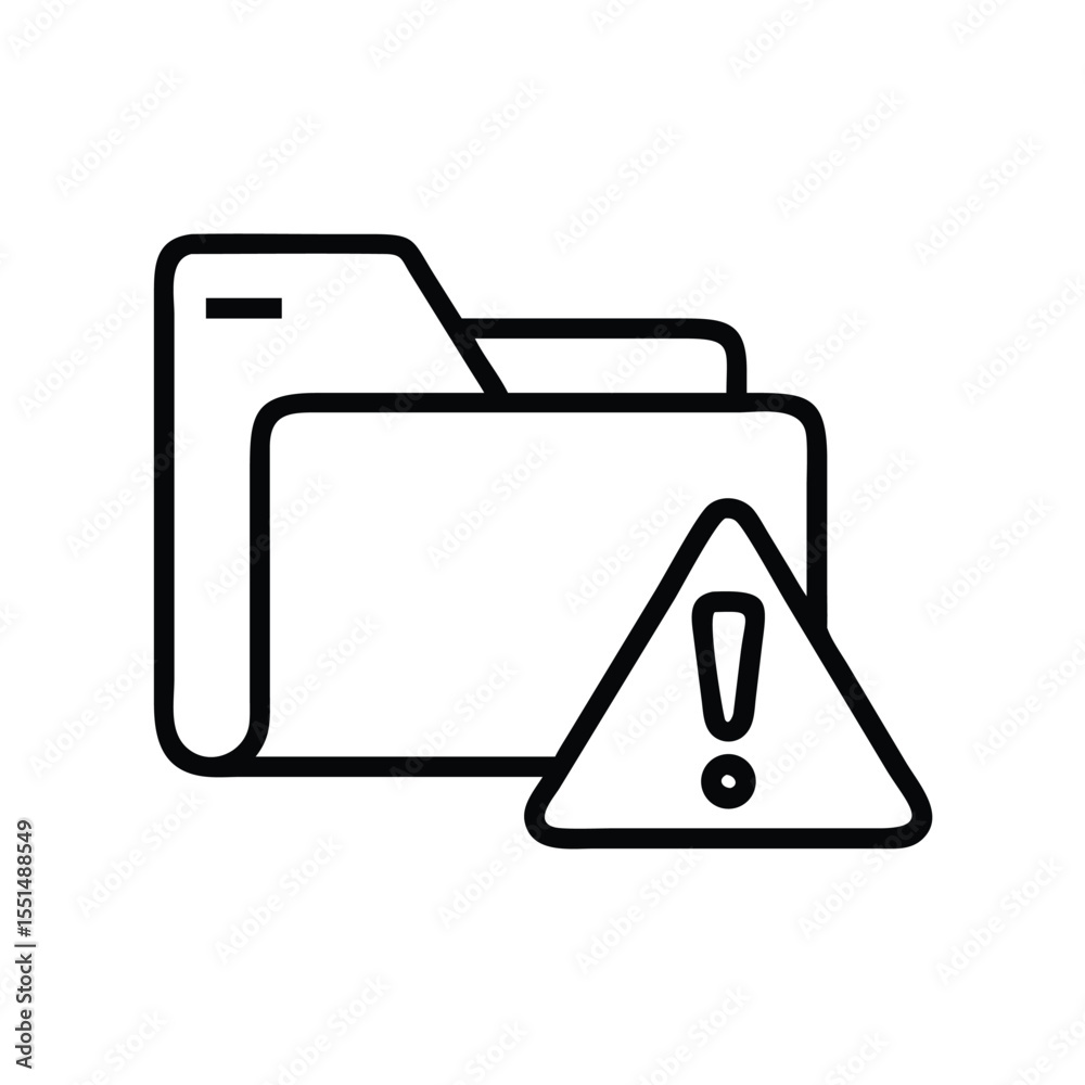 Poster Folder error warning icon vector file system alert data loss problem symbol document caution sign design