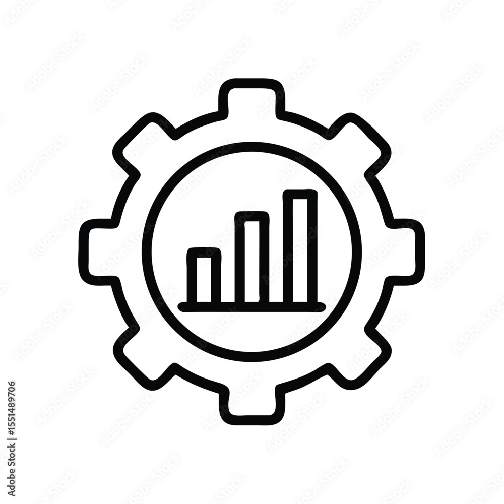 Poster gear chart icon for business performance analysis and process optimization and data visualization