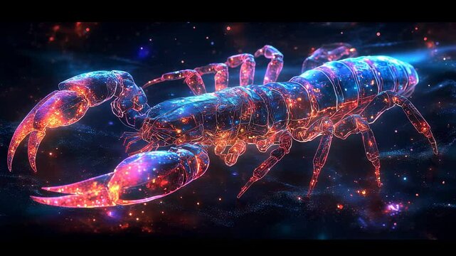 Cosmic Zodiac Sign: Digital Artwork of a Glowing Scorpion in Space, Astrological Design