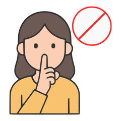 Obraz premium quiet please symbol sign flat color vector illustration template design