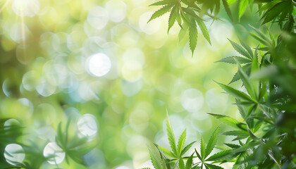 Obraz premium cannabis leaves, creating a vibrant and healthy nature scene