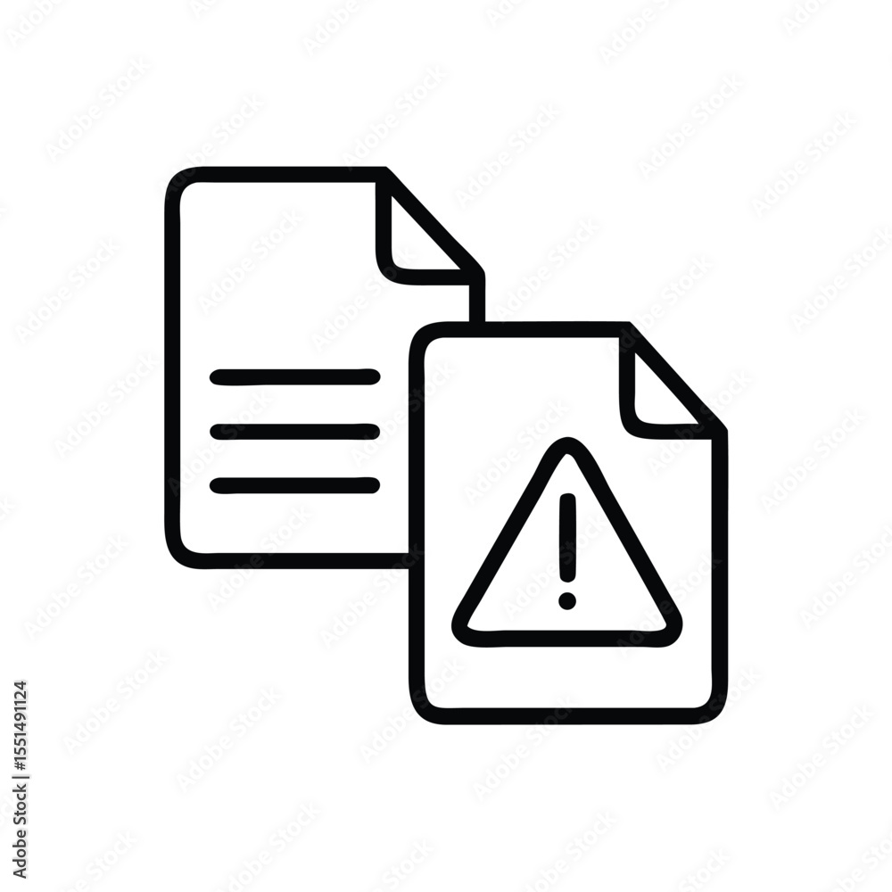 Poster warning document file error icon vector illustration for data security and system alert message noti