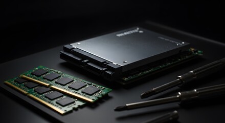 SSD and RAM Modules Prepared for Installation
