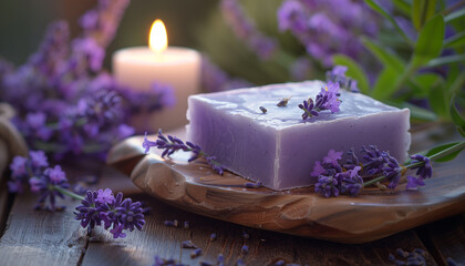 Homemade organic herb soap with levender.