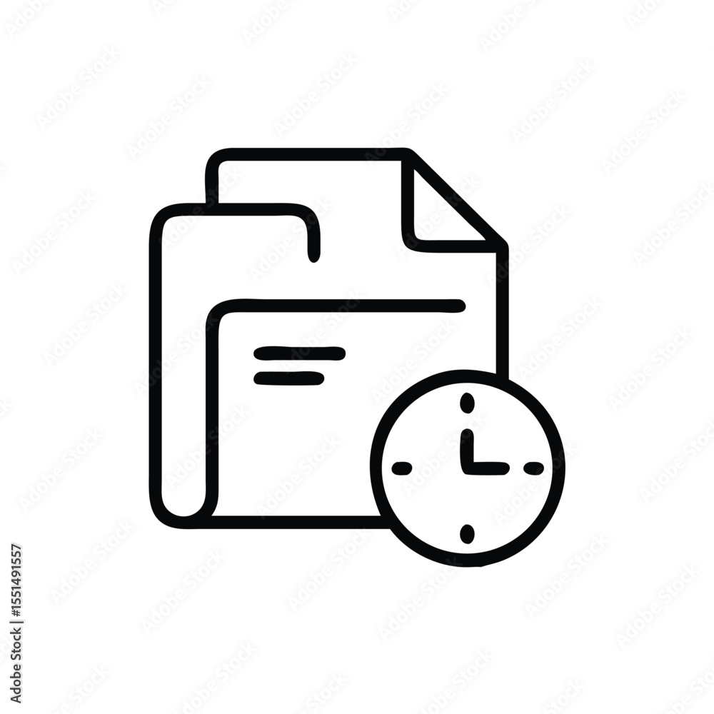 Poster scheduled document file paper time clock deadline appointment reminder task management icon vector g