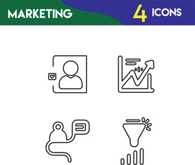 Creative Marketing Icons Collection in Modern Vector Style. High-Quality Vector Marketing Icons for Strategy and Analytics.