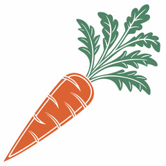 Orange Carrot with Green Leaves Illustration Stylized illustration