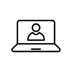 Online meeting laptop icon for virtual conference and remote work communication technology concept design
