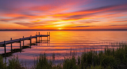 Fototapeta premium sunset over the river